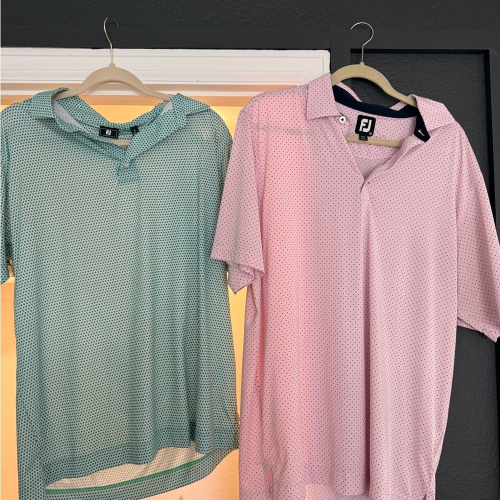 Pink and Green FJ Dot Polo Shirts